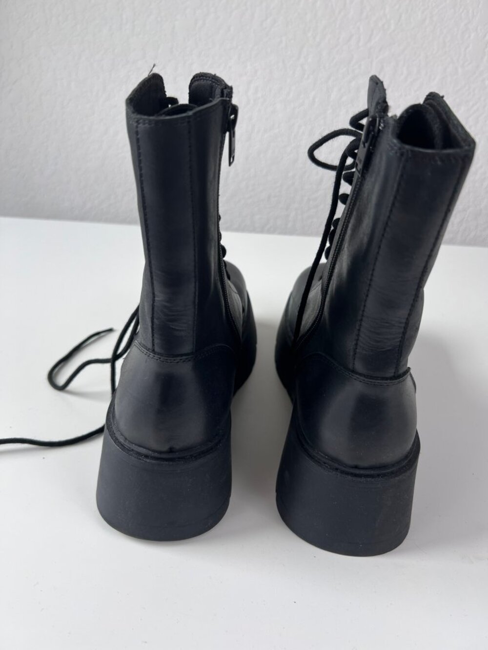 Unif Black Leather Lace Up Aux Combat Boot size 10 - Picture 5 of 9